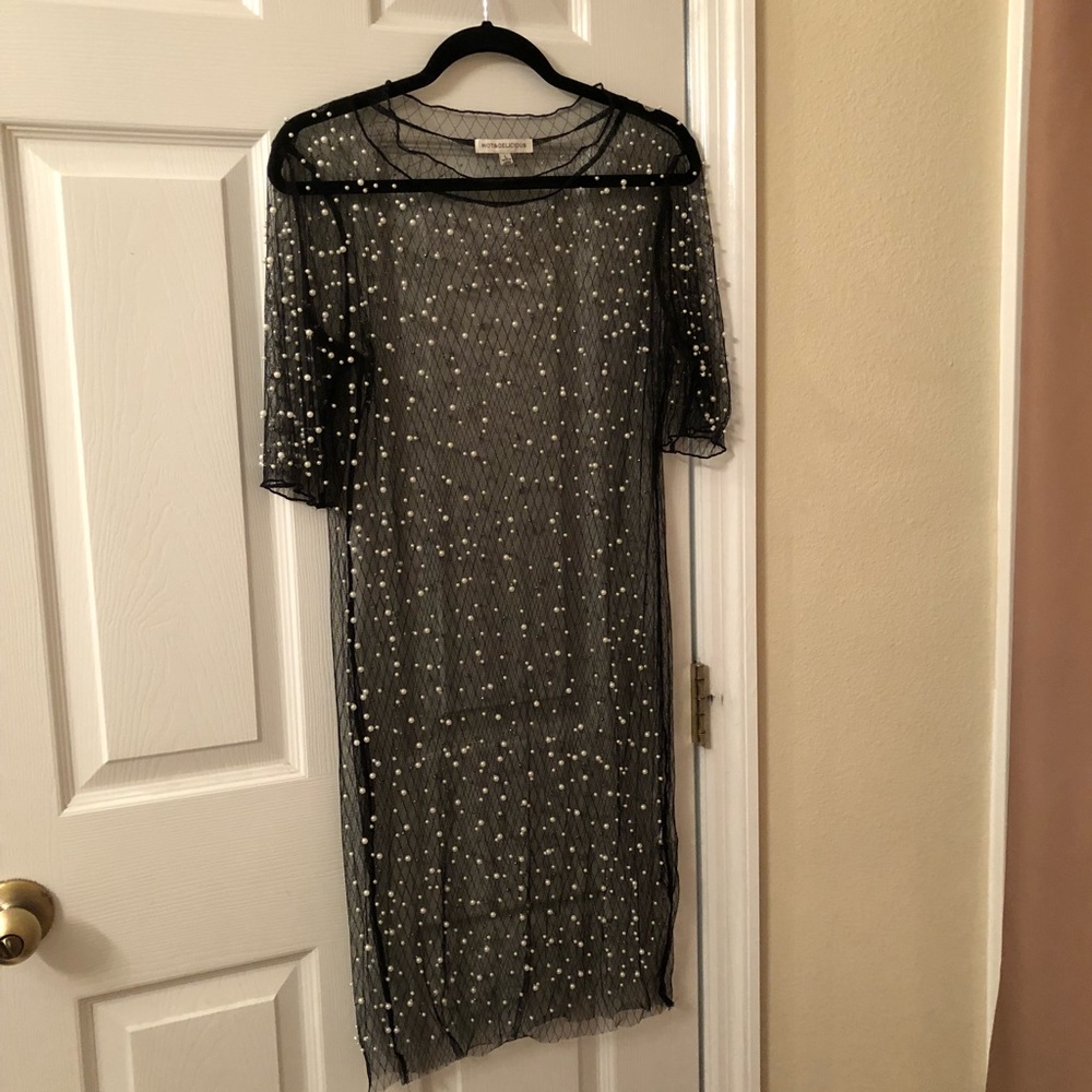 Sheer pearl dress/cover up